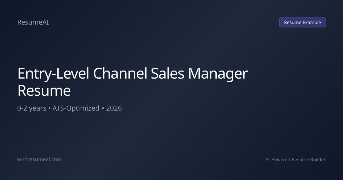Entry-Level Channel Sales Manager Resume Examples & Templates (2026)