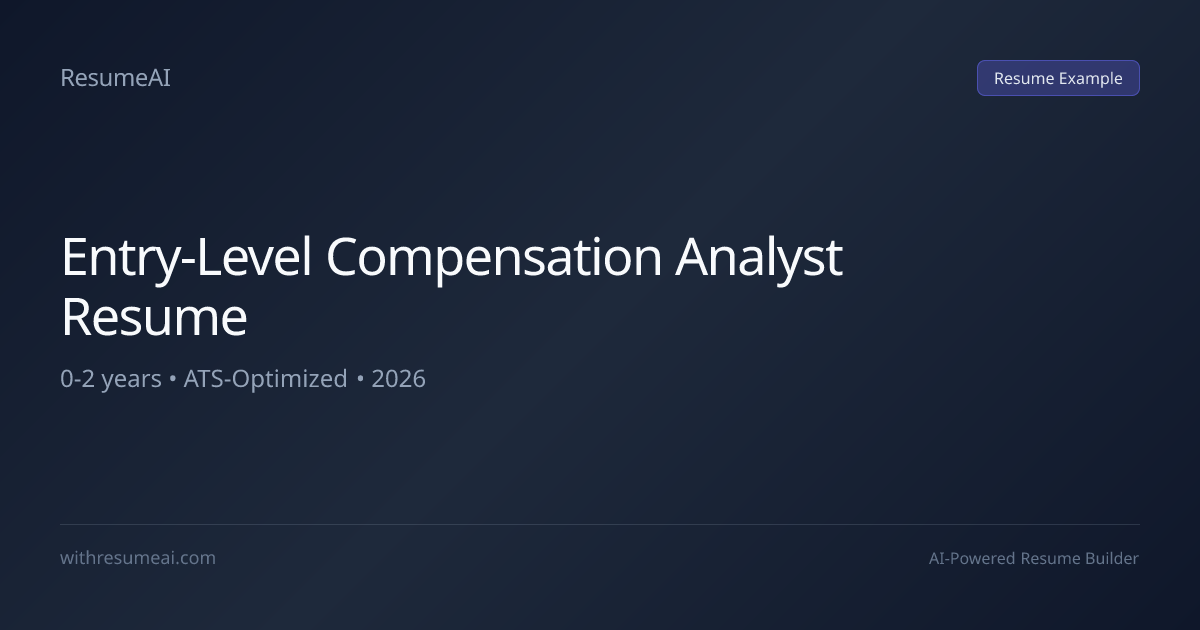 Entry-Level Compensation Analyst Resume Examples & Templates (2026)