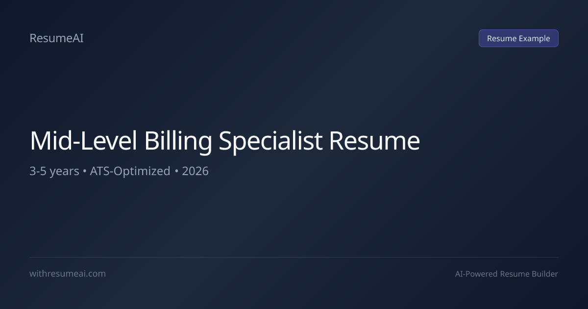 Mid-Level Billing Specialist Resume Examples & Templates (2026)