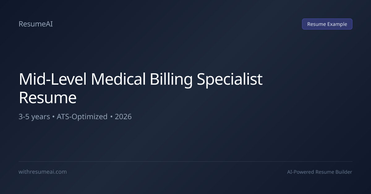 Mid-Level Medical Billing Specialist Resume Examples & Templates (2026)