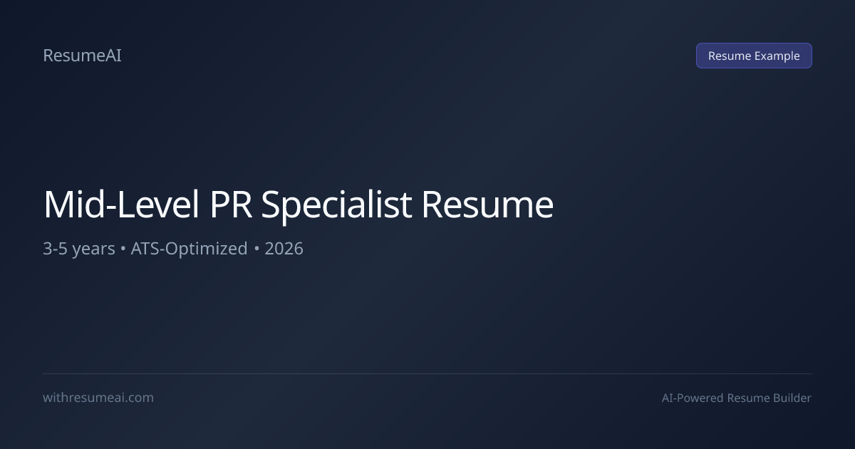 Mid-Level PR Specialist Resume Examples & Templates (2026)