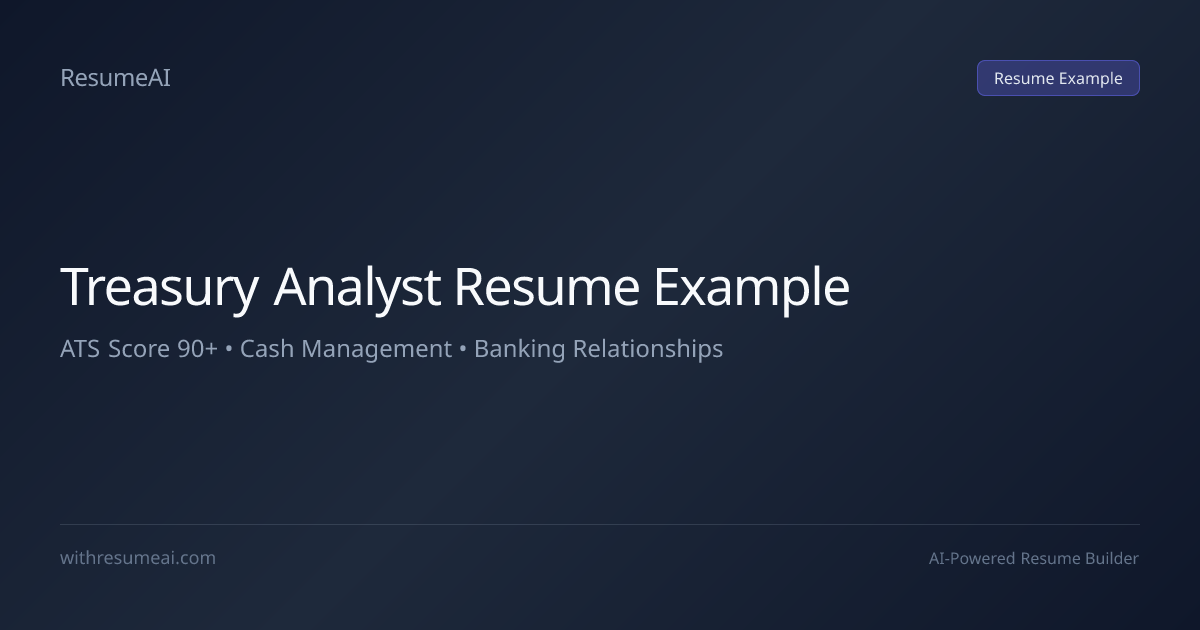 Treasury Analyst Resume Example — ATS Score 90+ (2026)