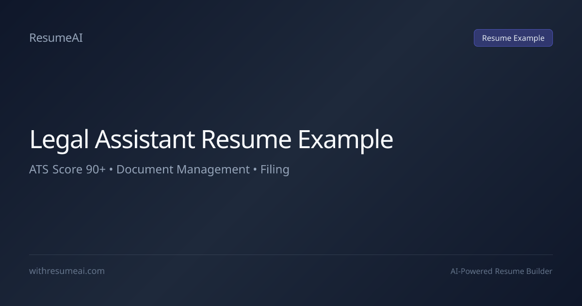 Legal Assistant Resume Example — ATS Score 90+ (2026)