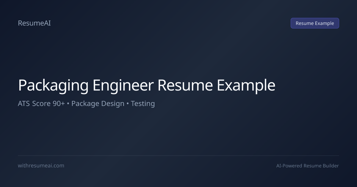 Packaging Engineer Resume Example — ATS Score 90+ (2026)