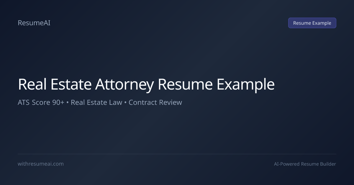 Real Estate Attorney Resume Example — ATS Score 90+ (2026)