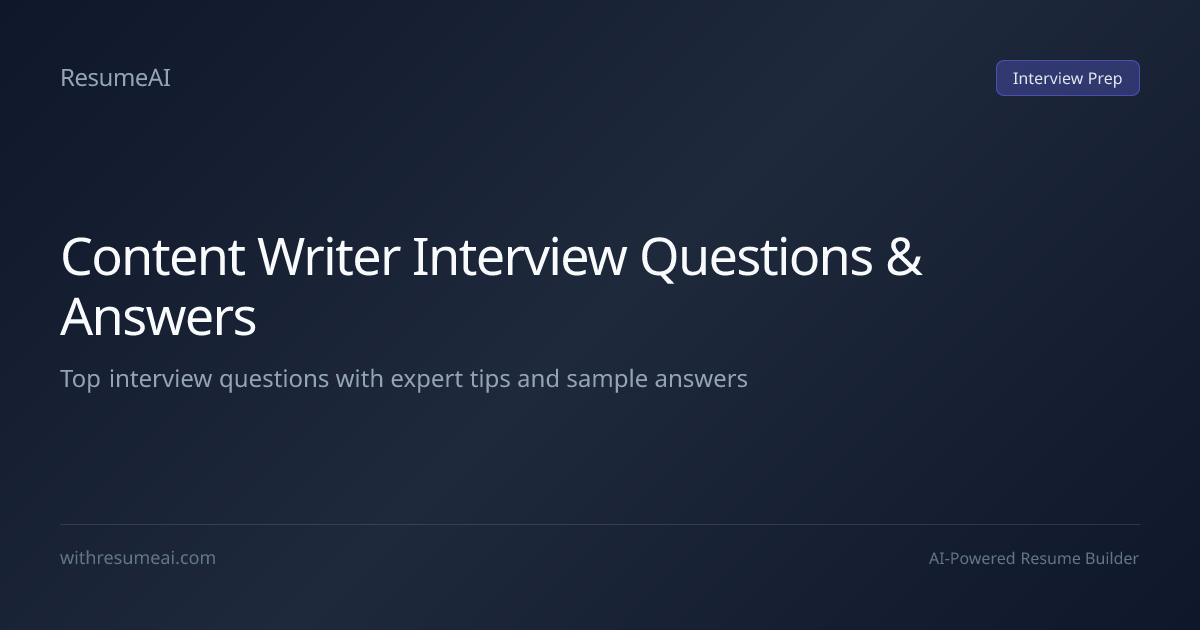 Content Writer Interview Questions & Answers (2026) | ResumeAI